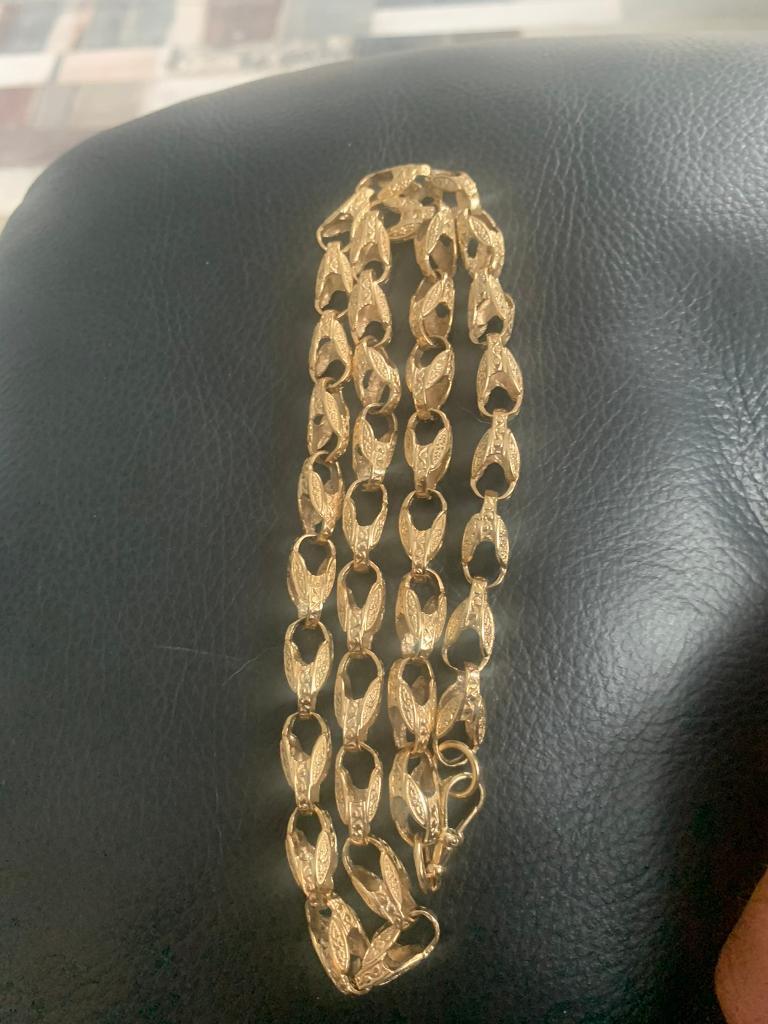 9ct gold pattern tulip chain 24” long 